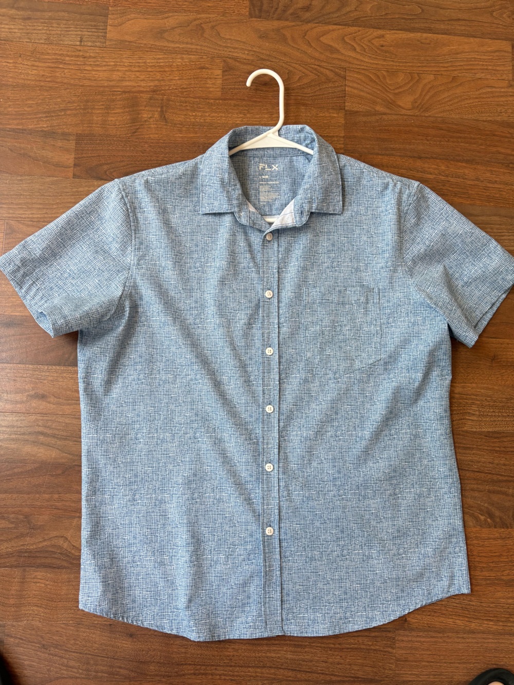 FLX Men's Short-Sleeve Blue Button-Up Shirt